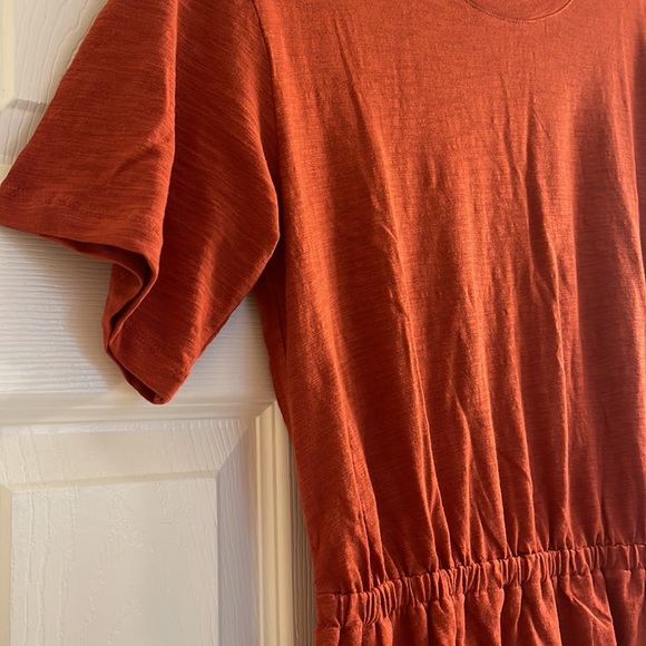 NWT Old Navy Slub Knit Mini Dress Elastic Waist Crew Neck Burnt Orange Rust - Picture 5 of 11